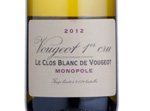 Vougeot 1er Cru "Le Clos Blanc de Vougeot" Monopole,2012